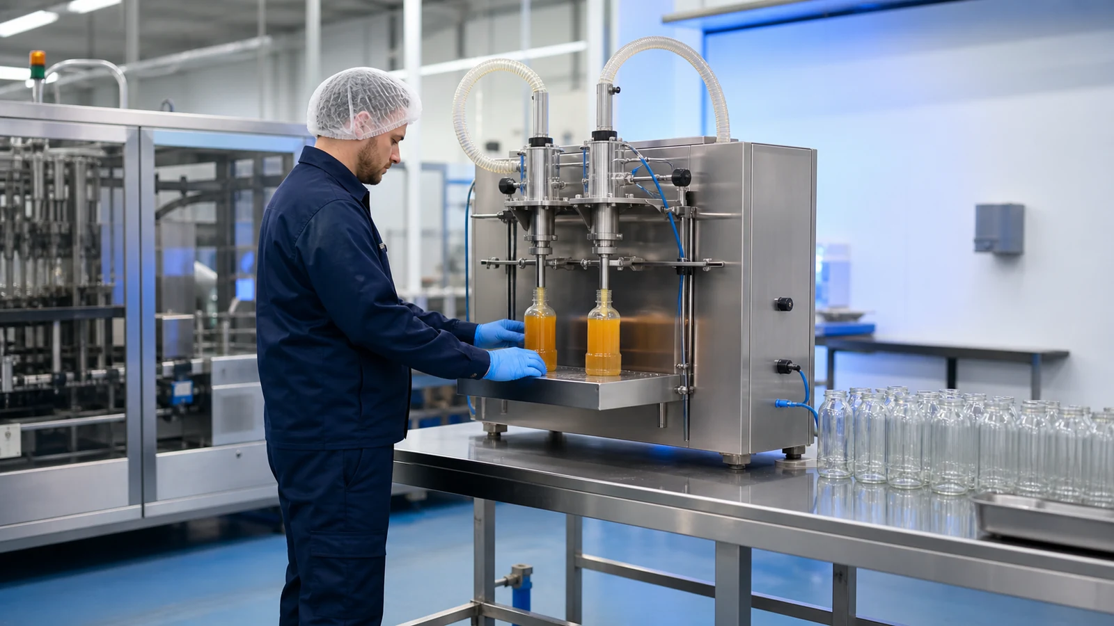 Semi-automatic packaging equipment used by a production operator